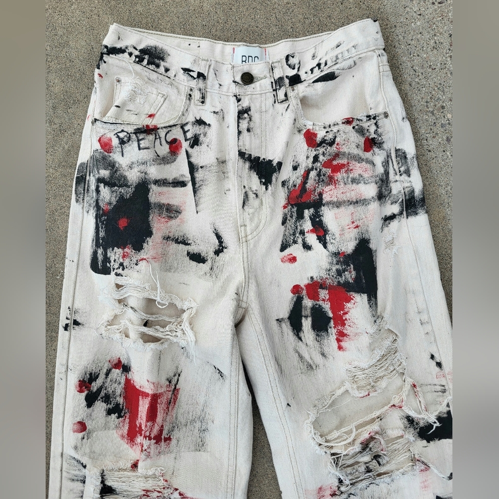 Hand Painted Peace Jeans